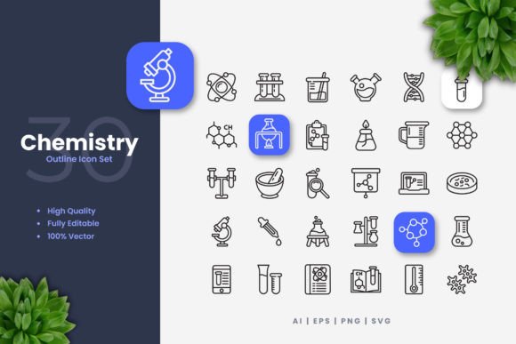 Chemistry Icons Graphics Review