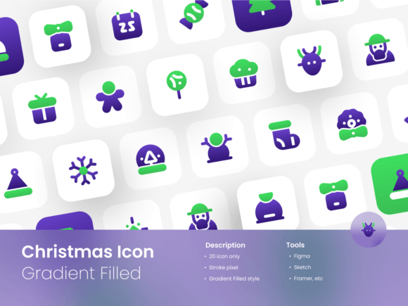 Christmas Icon Set Gradient Filled Style Graphics and Icons