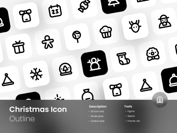 Christmas Icon Set Outline Style Graphics and Icons
