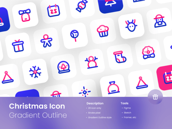 Christmas Icons Gradient Outline Graphics and Icons Review