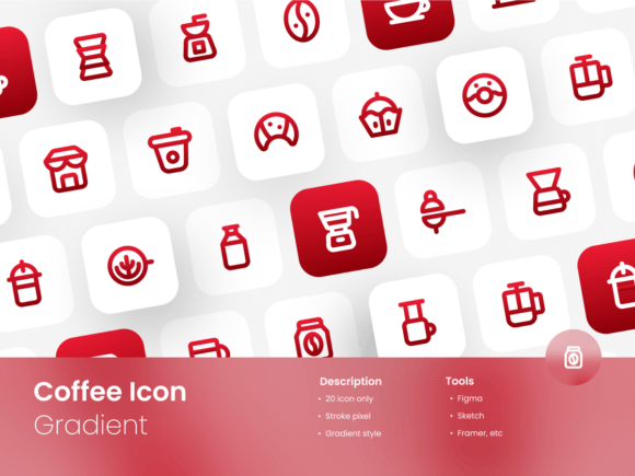 Coffee Icon Set Gradient Outline Style Graphics and Icons
