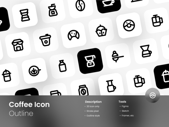 Coffee Icon Set Outline Style Graphics and Icons Review