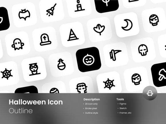 Halloween Icon Set Outline Style Graphics and Illustrations