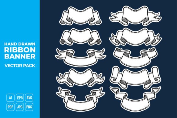 Hand Drawn Ribbon Banner Vector Pack 12: Essential Graphics for Modern Graphic Templates