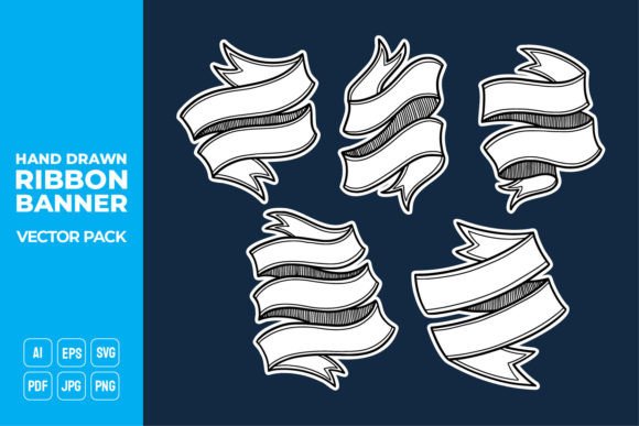 Hand Drawn Ribbon Banner Vector Pack 9 Graphics Review