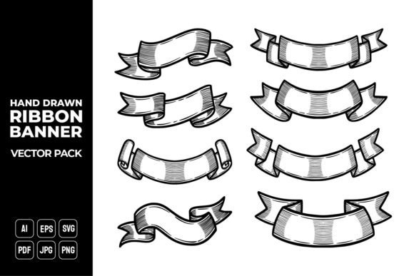 Hand Drawn Ribbon Banners Vector Pack 4 Graphics and Illustrations Review