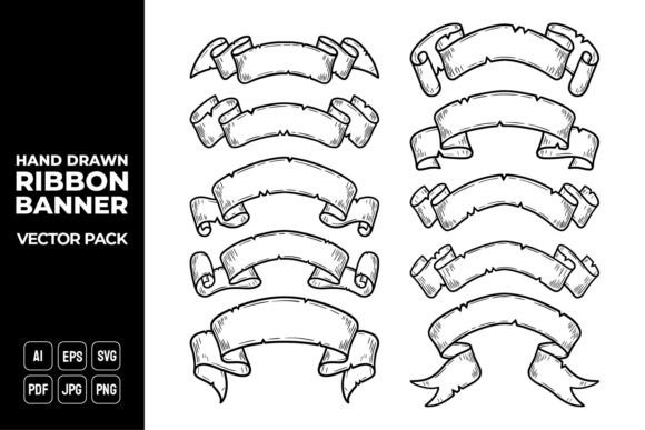 Hand Drawn Ribbon Banners Vector Pack 7 Graphics and Graphic Templates Review