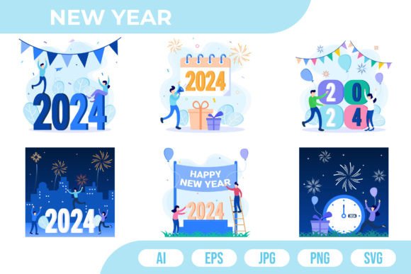 Happy New Year 2024 Illustration Graphics and Icons Review