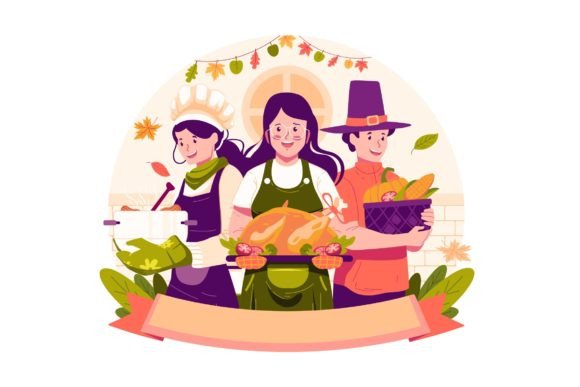 Happy Thanksgiving Day Illustration Graphics and Branding Review