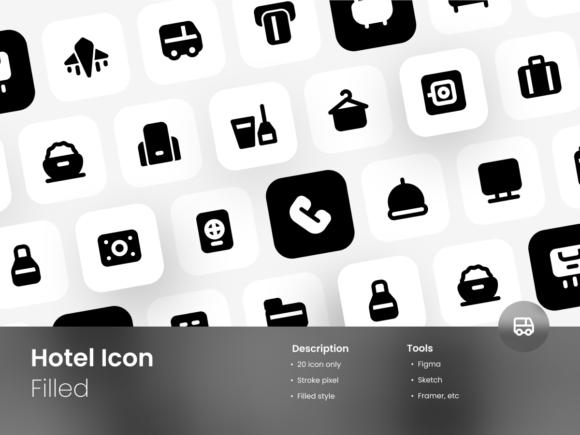 Hotel Icon Set Filled Style: Graphics & Ux And Ui Kits Review