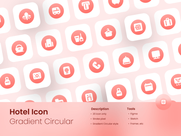 Hotel Icon Set Gradient Circular Filled: A Graphic Design Review