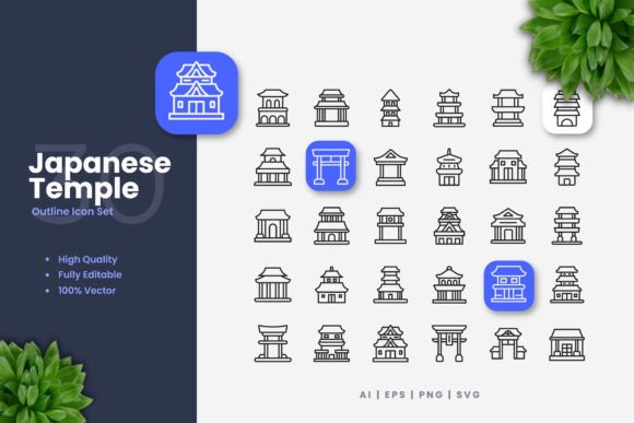 Japanese Temple Icons Graphics Review