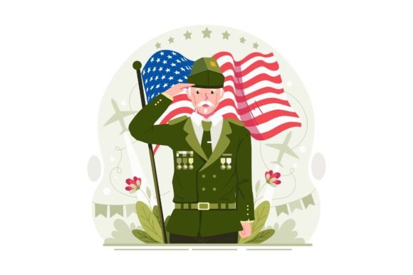 Senior Veteran Saluting Illustration Graphics Review