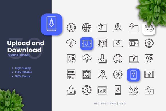 Upload and Download Icons: Graphics for Modern Brand Identity