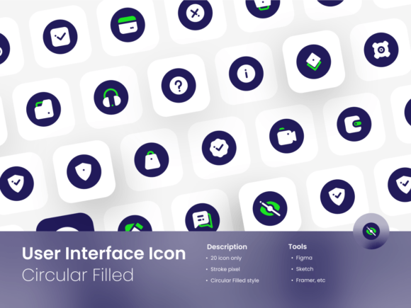 User Interface Icon Set Circular Filled Graphics Ux And Ui Kits Review